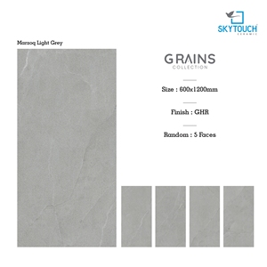 Carrelage en porcelaine gris clair Marzoq 600x1200mm, finition mate, imitation pierre, pour murs et sols intérieurs - Product Image 3
