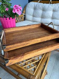 Handmade Wood Serving <b>Tray</b> with Handles: Rustic Wooden Decor Serving <b>Tray</b> to <b>Dinner</b> Plate Daily Decoration Items - Product Image 2