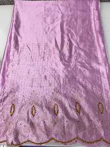 Somali Bridal Dirac Gougra Satin 100% <b>Silk</b> Lightweight Woven 60GSM Eco-Friendly Fabric Floral Pattern High Quality Bedding - Product Image 3