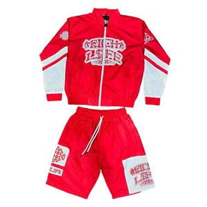 High Quality Lightweight Two Piece <b>Short</b> Set with Zipper <b>Jacket</b> Unisex Windbreaker Winter Jogger <b>Shorts</b> Outdoor Running Exercise - Product Image 5