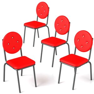 Chaises de salle à manger en similicuir, 4 pièces, avec pieds en métal imperméables, montage facile, pour une utilisation en cuisine - Product Image 1