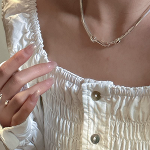 Collier Serpent Plat Texturé en Argent Sterling S925 Style Coréen, Design Niche, Industriel et Rétro, Chaîne Simple pour Clavicule - Product Image 4