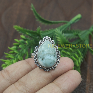 Anillo de plata de ley 925 con piedra preciosa de larimar natural, hecho a mano, diseño único, joyería llamativa para mujer, estilo vintage, unisex. - Product Image 3