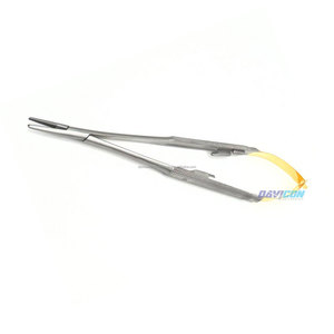 Porte-aiguille à ressort Jacobsen Castroviejo 4,75 pouces (15 cm) avec embouts STR verrouillables, manches en acier inoxydable doré - Product Image 5