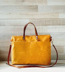 Sac fourre-tout en cuir et toile imperméable, sac à bandoulière, sac de voyage, sac de travail, sac de shopping grande capacité, broderie ouverte LCTB-0062 - Product Image 2