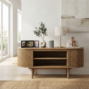 <b>Rustic</b> Wood <b>Cabinet</b> Rattan Door Storage Sideboard Balinese Handcrafted Buffet Kitchen Cupboard Home Furniture Display Item Topss - Product Image 4