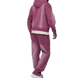 High Quality Wholesale Price Casual Wear Plain Men Acid Wash Zipper Tracksuit Latest Fashion Vintage Sun Faded <b>Zip</b>-Up Tracksuit - Product Image 6