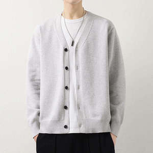 Top Trending <b>Men's</b> Solid Color Knitted <b>Cardigan</b> Sweater V-Neck <b>Long</b> Sleeve Button Closure Autumn Wear - Product Image 5