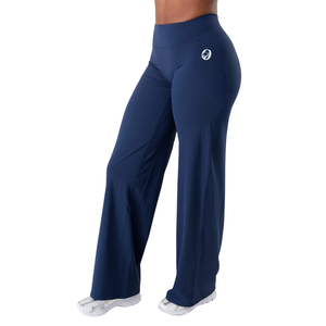 Pantalon de yoga bleu marine pour femme, coupe large, taille haute, extensible, pour le fitness, la gym, l'entraînement et les tenues décontractées - Product Image 3