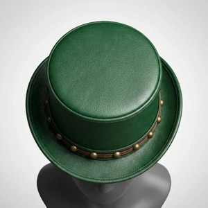 Sombrero de Copa de Cuero Estilo Vintage para Hombre y Mujer, Elegante Sombrero de Corona Alta para Fiestas y Eventos Temáticos - Product Image 2