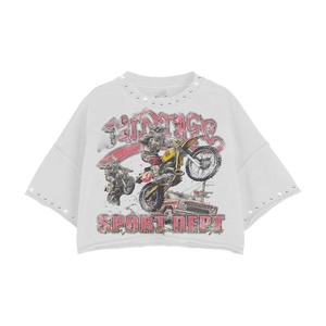 เสื้อยืดผู้หญิงผ้าคอตตอนย้อมสีแบบแอซิดวอช 180 GSM เนื้อนุ่ม สีเทาวินเทจ พิมพ์ลายกราฟิก ประดับหมุด โลโก้สั่งทำ ทรงครอป ระบายอากาศได้ดี - Product Image 1