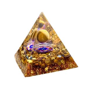 Outil de méditation d'orgone nubien fait à la main en gros boule d'oeil de tigre Chakra Orgonite pyramide énergie pierre semi-précieuse artisanat - Product Image 1