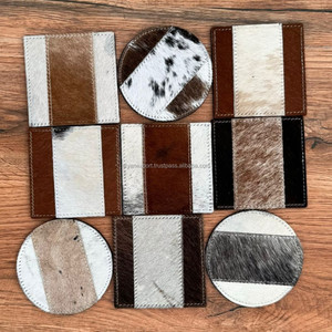 Wholesale Custom Cowhide Luxury Coaster Cup Mat Drink Coaster Handmade Natural <b>Hair</b> on Cowhde Mug Home Decor Tableware Coasters - Product Image 4