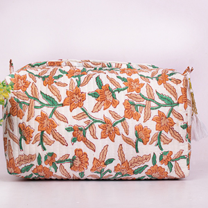 Handmade Eco-Friendly Cotton Toiletries <b>Bag</b> Zipper Closure Large Capacity Lightweight Cosmetic Pouch Bohemian Fashionable Prints - Product Image 3