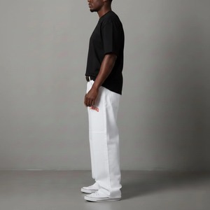 Men's White Cotton Cargo <b>Pants</b> With Red Letter Logo Elastic Waist Casual Style <b>Summer</b> Wear - Product Image 4