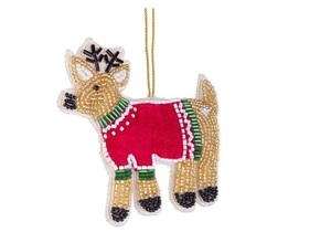 Décoration murale festive indienne faite à la main avec un design de cerf luxueux en Zari pour Noël, les mariages et la décoration intérieure - Product Image 3