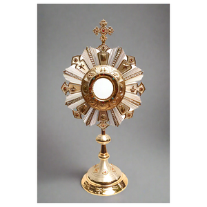 Monstranza Clásica de Latón con Acabado Dorado, Monstranza Religiosa para Ceremonias de la Iglesia Católica y Uso en Culto Sagrado - Product Image 1