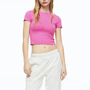 เสื้อครอปท็อปออกกำลังกายสำหรับผู้หญิง ผ้าซับเหงื่อ ระบายอากาศดี เหมาะสำหรับใส่เล่นกีฬาหรือลำลองในฤดูร้อน รับผลิตตามขนาดและโลโก้ที่ต้องการ (OEM) - Product Image 4