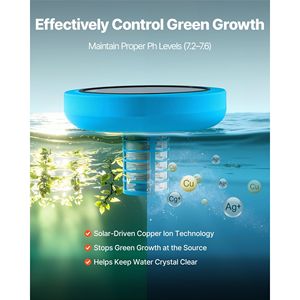 Purificatore d'Acqua Automatico a Energia Solare, Ionizzatore Galleggiante in Rame per Piscine da 35.000 Galloni, Trattamento Acqua Senza Cloro - Product Image 3