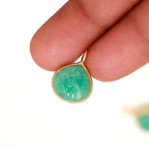 Pendentif fleur en amazonite naturelle, charme en argent sterling 925, pierre précieuse sculptée à la main, charme en forme de cœur pour la fabrication de bijoux, 12 mm - Product Image 1