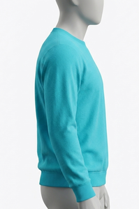 เสื้อสเวตเชิ้ตคอกลมสีเทอร์ควอยซ์สำหรับผู้ชาย ทรงปกติ ผ้าถัก 100% คอตตอน สวมใส่สบายๆ ในฤดูใบไม้ร่วง - Product Image 3