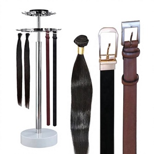 Modern Rotating <b>Display</b> Stand 2-Tier Metal <b>Shelf</b> Freestanding Vertical Polished Surface for Garment Stands Indoor Use - Product Image 1