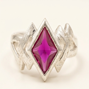 DIVYORO แหวนแฟชั่นสีเงินสำหรับผู้หญิง FUCHSIA PINK - Product Image 3