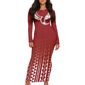 Vestido de Fiesta Sexy Ajustado con Estampado Floral Hawaiano y Diseño Tribal Samoano Puletasi para Mujer, Venta al por Mayor, Colección Polynesian 2026 - Product Image 1
