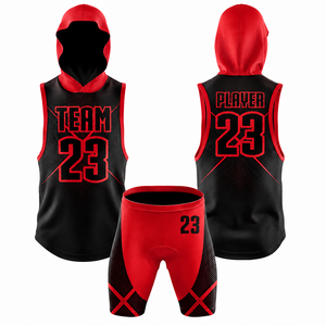 Uniforme de football américain 7v7 personnalisé OEM, imprimé par sublimation, respirant, à séchage rapide, en polyester/coton, sans manches, avec capuche, pour l'entraînement - Product Image 1