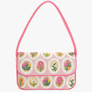 Handmade Pink Beaded Shoulder <b>Bag</b> Women Vintage Floral Cameo Evening Clutch Cottagecore Y2K <b>Boho</b> Party Handbag Craftera Exports - Product Image 1