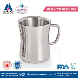 Hot Sale Good Quality Reusable Stainless Steel <b>Double</b> <b>Wall</b> Damru Shape <b>Mug</b> for Coffee Tea Milk With Handle - Product Image 2