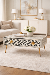 Modern Bone Inlay <b>Coffee</b> <b>Table</b> Storage Center <b>Table</b> Rectangular Wooden Living Room Furniture - Product Image 1