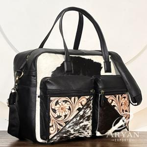 Bolsa de Pañales de Cuero Vacuno Genuino Personalizada OEM, Bolsa de Viaje Multibolsillos con Cierre, Organizador de Artículos para Bebés, Venta al Por Mayor - Product Image 1
