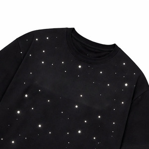Custom Summer All Over Scattered <b>Star</b> Rhinestone Cotton Boxy Tee Men <b>Design</b> Graphic Casual Streetwear Shirt - Product Image 3