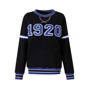 Sudadera Negra con Cuello Redondo Zeta Phi Beta 1920, Bordado Chenille, Ropa de la Hermandad Griega, Sudadera Unisex de Algodón Premium - Product Image 1