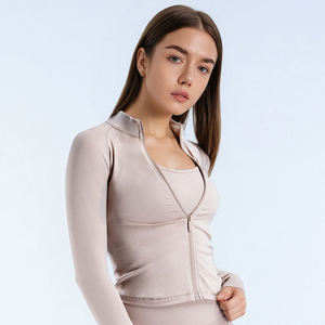 Autumn and Winter <b>Yoga</b> Jacket Long-sleeved Slim <b>Sweatshirt</b> Jacket Velvet Zipper Cardigan Top - Product Image 3