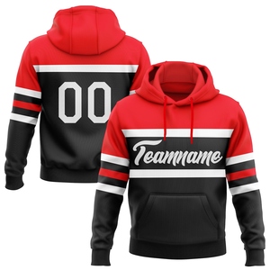 Sweat-shirt à capuche sportif noir et blanc avec ligne rouge feu, nouveau design personnalisé, vente en gros directe pour l'industrie - Product Image 1