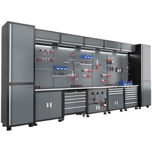 Conjunto de Gabinetes Modulares Metálicos para Herramientas, Almacenamiento con Panel Perforado, Armario Rodante para Garaje o Taller, 12 Cajones, con Candado, Industrial, OBM OEM, 3 Años de Garantía - Product Image 3