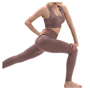 Servicios OEM, Conjunto de Yoga de Spandex/Nailon para Mujer Talla Grande, Color Sólido, Cintura Elástica, Transpirable, de Secado Rápido, Conjunto de 2 Piezas para Adultos - Product Image 5