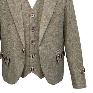 Veste écossaise en laine verte à motif Argyle pour homme, veste kilt, gilet écossais, best-seller OEM ODM - Product Image 4