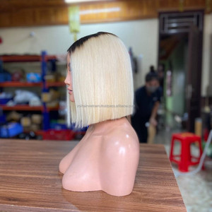 Hot Trending Human Hair <b>Wigs</b> Vietnamese Raw Hair Lace Front <b>Wig</b> Blonde <b>Bob</b> Style With Baby Hair Swiss Lace HD Transparent - Product Image 3