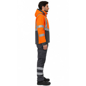 Sweat-shirt à capuche zippé en polaire de sécurité haute visibilité orange ANSI Classe 2 personnalisé pour le travail en extérieur et la construction - Product Image 5