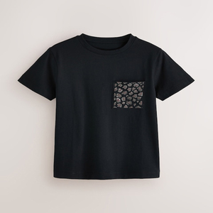 Best Selling Black Embellished Appliques Print Leopard Pocket Slim Fit Women's 100% Cotton Short Sleeve T-Shirts OEM Custom Logo - Product Image 4