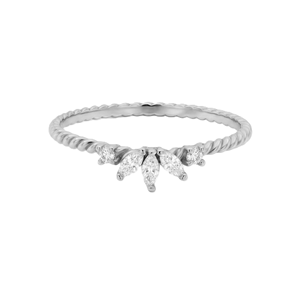 Anillo de Oro Sólido 9K 10K 14K 18K al por Mayor con Diamantes de Laboratorio Marquise y Redondos, Anillo de Promesa Delicado, Anillo de Amor, Anillo Minimalista de Cuerda Trenzada - Product Image 4