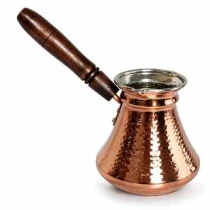 Traditional Turkish Copper <b>Coffee</b> Pot Engraved Cezve Ibrik <b>Coffee</b> <b>Maker</b> Vintage Copper Milk Pot With Light Wooden Handle - Product Image 6