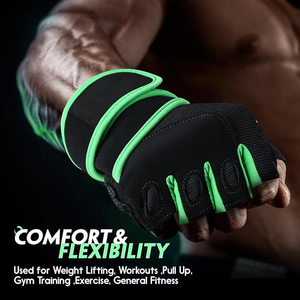 Anti <b>Slip</b> Gym Fitness Gloves Silicone Textured Palm Breathable Nylon Back <b>Half</b> Finger Workout - Product Image 6