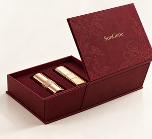 Boîte à livre rigide personnalisée SunGene Burgundy pour deux tubes de rouge à lèvres - Product Image 5
