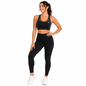Soutien-gorge de sport dos nageur noir personnalisé avec passepoil contrastant, maintien élevé, pour femme, idéal pour la gym, le fitness et l'entraînement, vêtements de sport OEM - Product Image 1