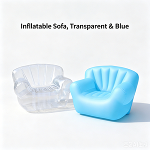 Transparent <b>Inflatable</b> Air <b>Sofa</b> PVC Lounge Chair Portable Seat for Indoor Outdoor Camping - Product Image 2