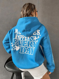 Venta al por mayor sudadera de lana de alta calidad 500gsm mujeres de gran tamaño pesado jerséis con capucha Puffy personalizado Puff impresión sudaderas con capucha - Product Image 5